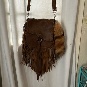 Custom leather crossbody fringe purse